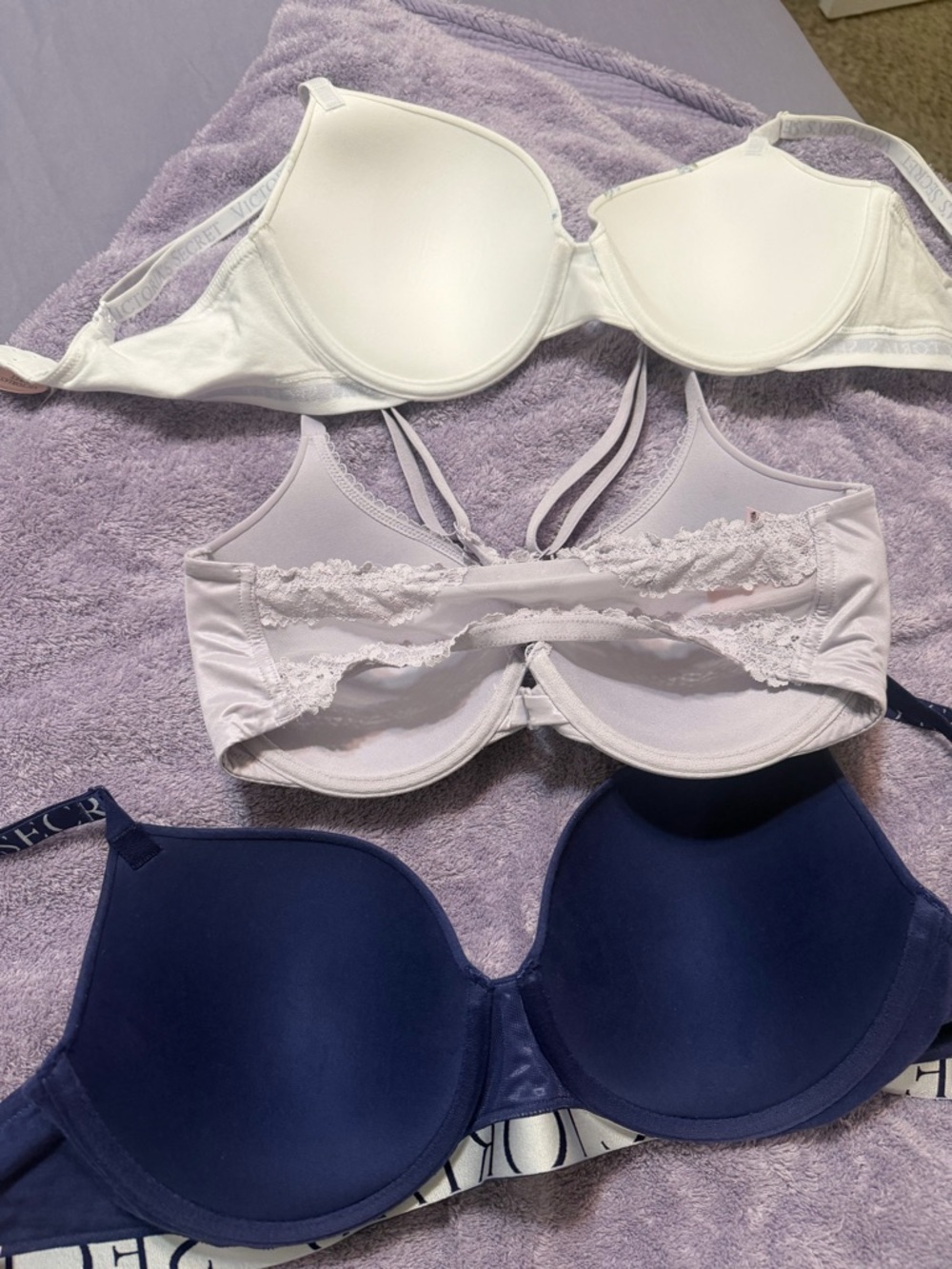 Victoria's Secret Navy and Light Pink Molded Push-Up Bras - Picture 2 of 5